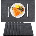 thumbnail image 1 of BIPASION Cloth Placemats Set of 6, Linen Style Thick Dining Table Mats, Heat Resistant and Easy to Clean Placemats for Kitchen Dining Table, Wrinkle Free Kitchen Table Mats 12" x 18", Black, 1 of 8