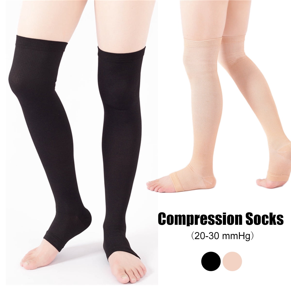 BIPOOBEE Open Toe Sock Compression Socks Women Men Knee High Support