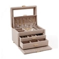 thumbnail image 1 of BIQI MUSSE Huge Modern Jewelry Box with Glass Window, 4-Layer Jewelry Organizer with 3 Drawers, Top Drawer for Necklaces, Soft Velvet Jewelry Storage Case Holder for Women Girls Earring Ring Watch, 1 of 7