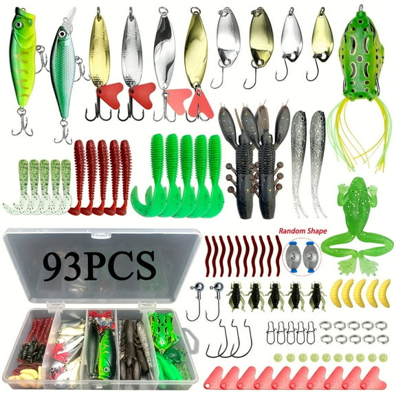 BIQIANWO 30/79/84/93/106/283pcs Fishing Lures For Topwater, Fishing Hooks Tackle Kit For Bass Trout Salmon, Fishing Accessories Lure Kit Box, Including Minnow Popper Spoon Lures Soft Plastic Worms Bai