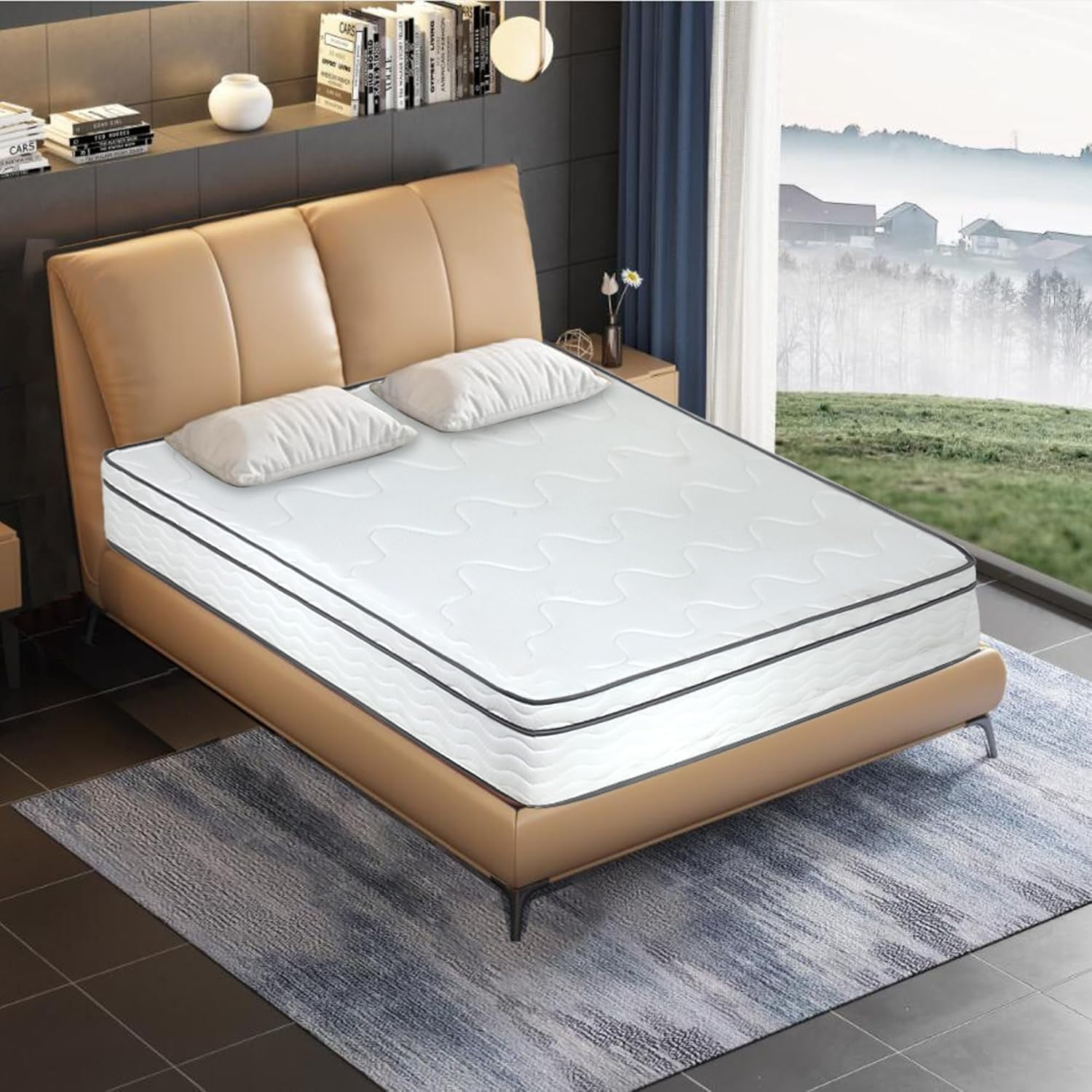 BIQWBIC 12 Inch Twin Mattress, Innerspring Mattress with Bamboo Charcoal Gel Memory Foam - CertiPUR-US Certified, Medium Firm Hybrid Bed-in-a-Box for Pressure Relief & Cool Sleep