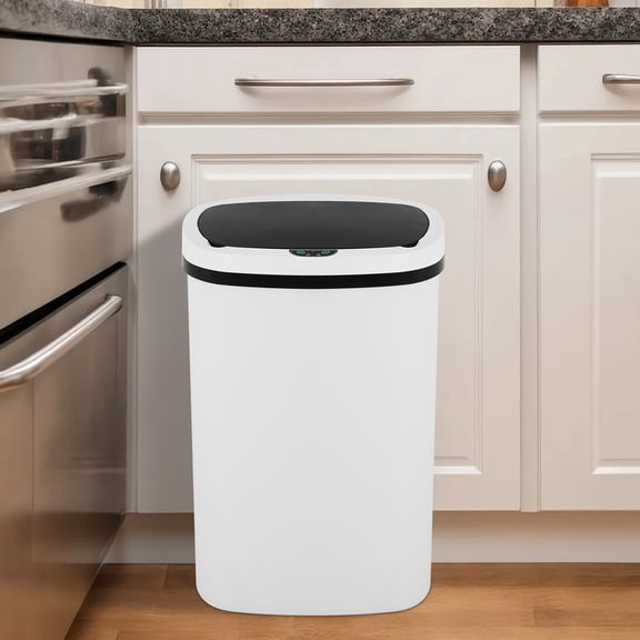 BIQWBIC 13 Gallon Tall Automatic Trash Can | Touch-Free Motion Sensor | High-Capacity Kitchen Trash Can | Waterproof Bathroom Trash Can | Living Room & Office Trash Can- 49L Waste Bin (1, White)