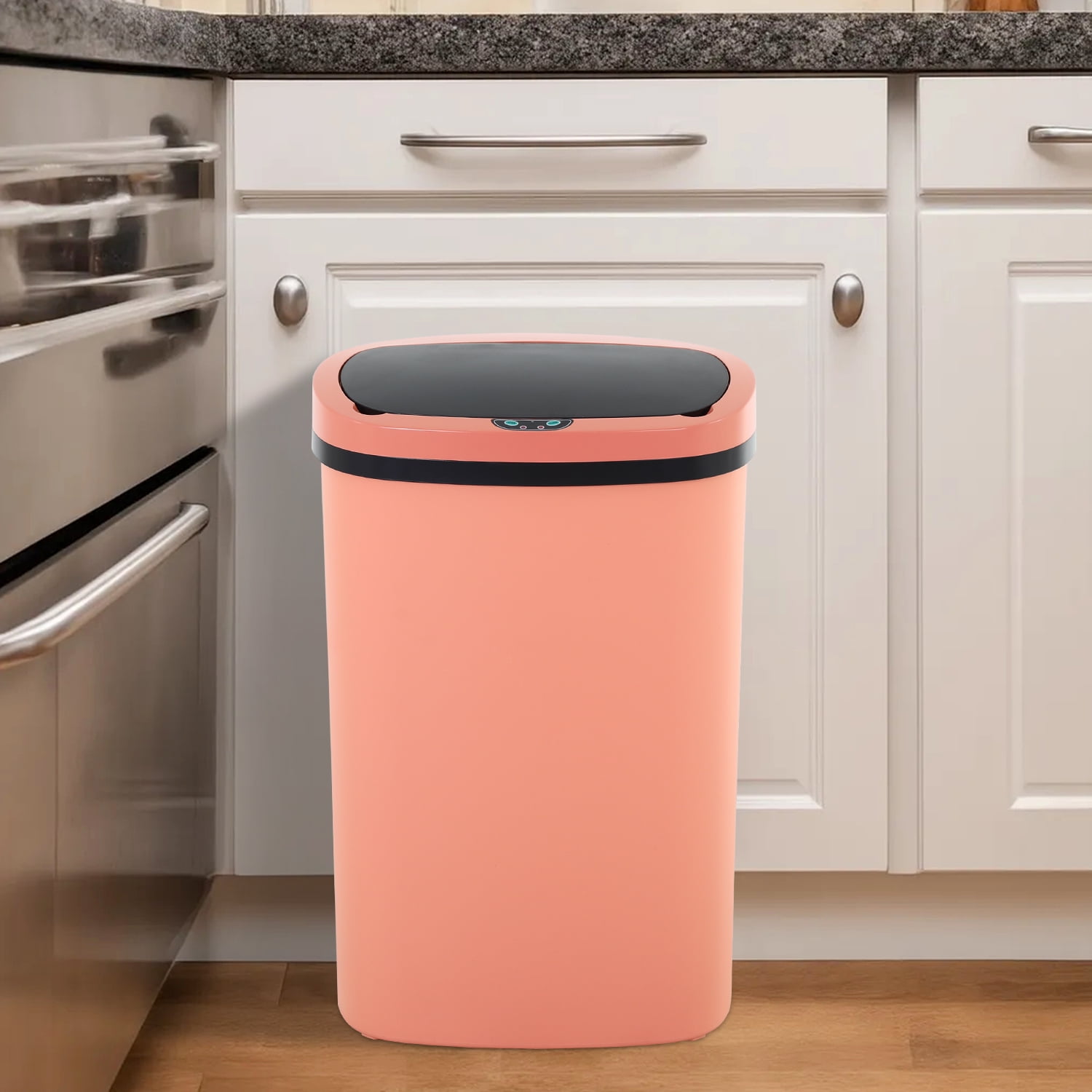 BIQWBIC 13 Gallon Tall Automatic Trash Can | Touch-Free Motion Sensor | High-Capacity Kitchen Trash Can | Waterproof Bathroom Trash Can | Living Room & Office Trash Can- 49L Waste Bin (1, Pink)