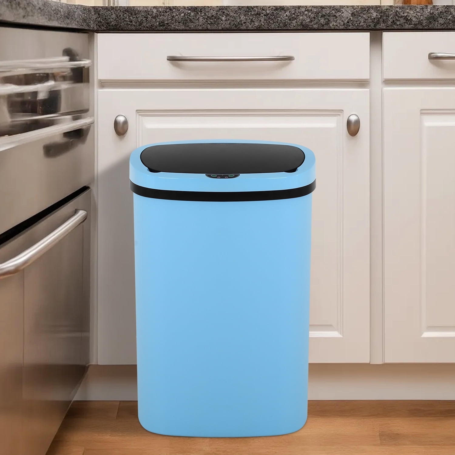 BIQWBIC 13 Gallon Tall Kitchen Garbage Can | Touch-Free Motion Sensor | High-Capacity Kitchen Trash Can | Waterproof Office Trash Can | Bathroom & Bedroom Trash Can- 49L Waste Bin (1, Blue)