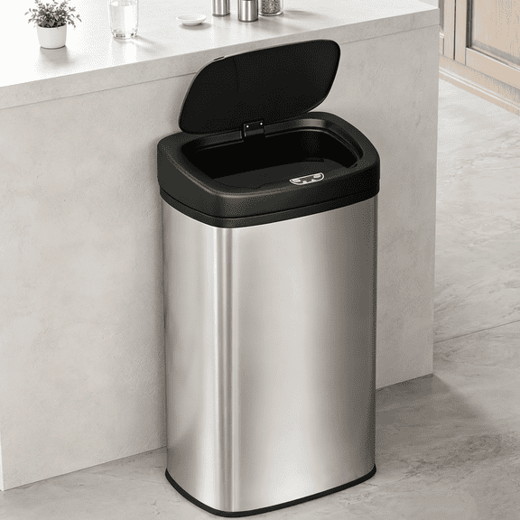 BIQWBIC 22 Gallon Automatic Touchless Trash Can, Stainless Steel Kitchen Garbage Bin with Sensor for Home & Office, Silver