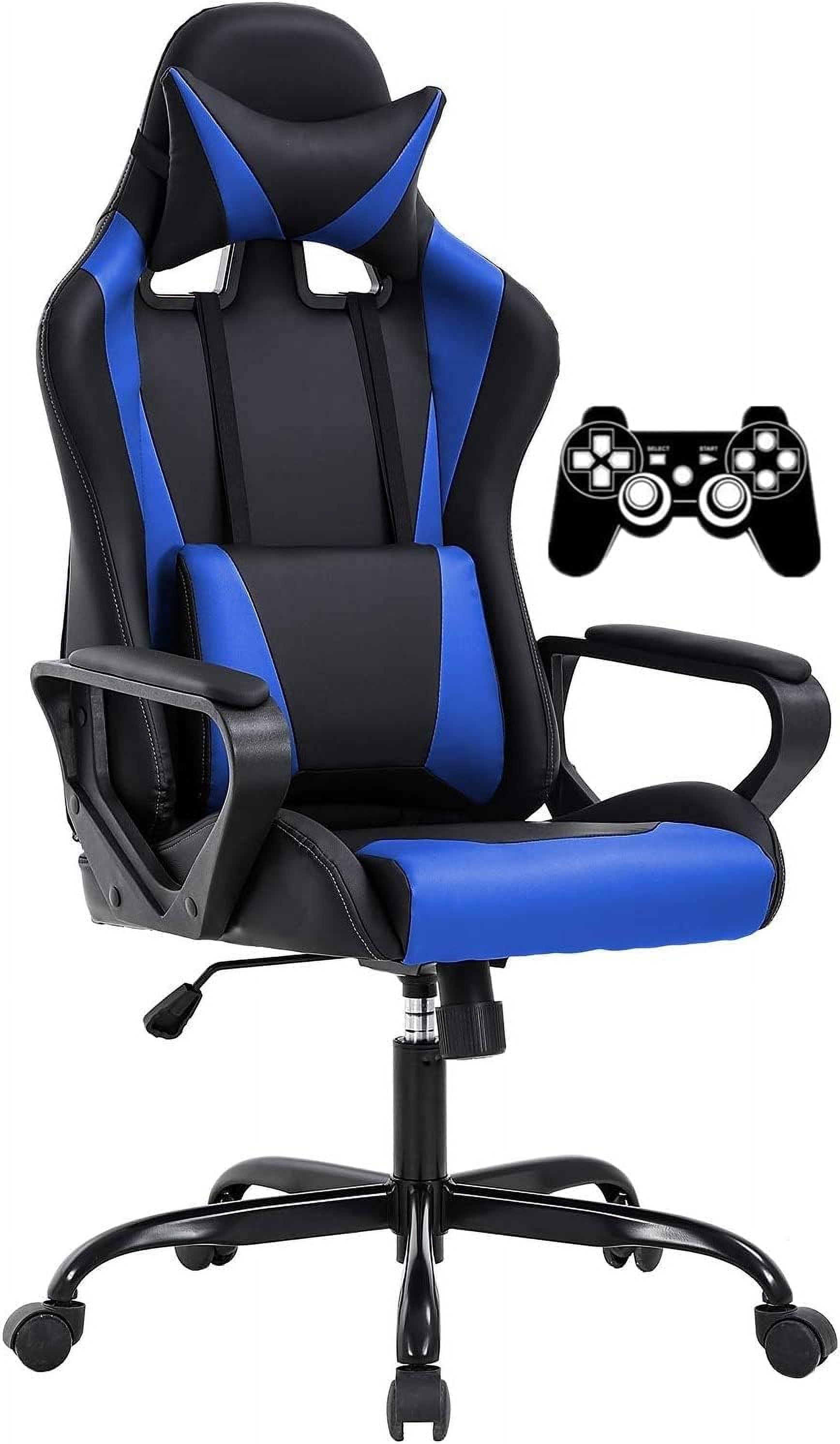 BIQWBIC Gaming Chair, High-Back Ergonomic Video Game Chair for Teen, with Adjustable Seat, Lumbar Support, Armrest and Headrest, Blue