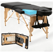 BIQWBIC Portable Massage Table with Carrying Case, Adjustable Height 24-34 Inches & 450LBS Capacity for Spa, Lash, TattooBlack