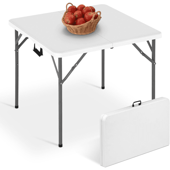 BIQWBIC Square Fold-in-Half Table with Anti-Arch Leg Lock, Sturdy & Portable Light-Weight Design for Outdoors