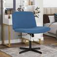 thumbnail image 1 of BIQWBIC Vanity Chair Armless Crisscross Chair Adjustable Home Office Desk Chair with No Wheels, Blue, 1 of 7