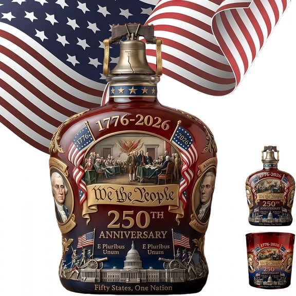 BIRANO 2026 New 250Th Anniversary Whiskey Bottle,We the People 250Th Anniversary Personal Reserve Bottles,Independence Day Patriotic Gift for Liquor Scotch Bourbon(250Th Anniversary Whiskey Bottle)