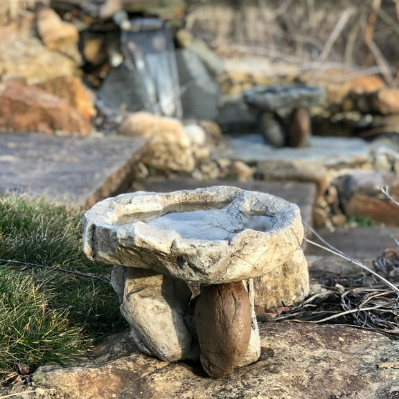 BIRD BATH Balancing Rock Bird Bath Bowl