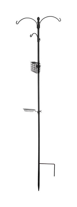 Black Steel Hanging Wild Bird Feeding Station with Suet Cage