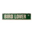 thumbnail image 1 of BIRD LOVER Vintage Plastic Street Sign birdcage animal flying wings feathers | Indoor/Outdoor |  36" Wide, 1 of 4