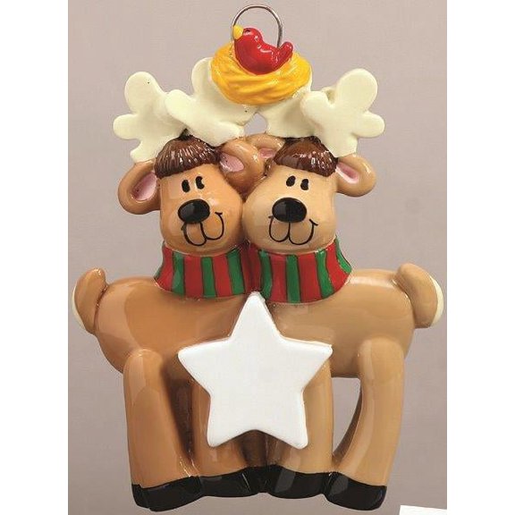 BIRD NEST DEER COUPLE Personalized Christmas Tree Ornament DO-IT-YOURSELF