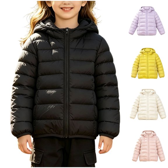 BIRDBY Boys Girls Hooded Coat Lightweight Full Zip Casual Warm Outerwear for 0-15 Years Long Sleeve Winter Jacket for School Daily Outdoor Travel