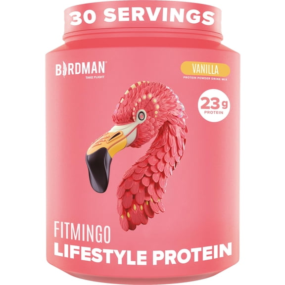 BIRDMAN Fitmingo Vegan Protein Powder with Inositol, 3 Blends, Vanilla, 30 Servings, 2.24lb