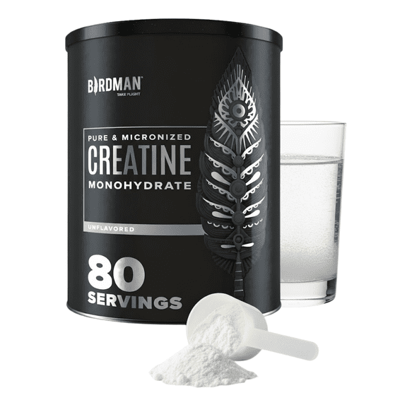 BIRDMAN Micronized Creatine Monohydrate Powder, Vegan, Caffeine-Free, 80 Servings, 0.8 lb