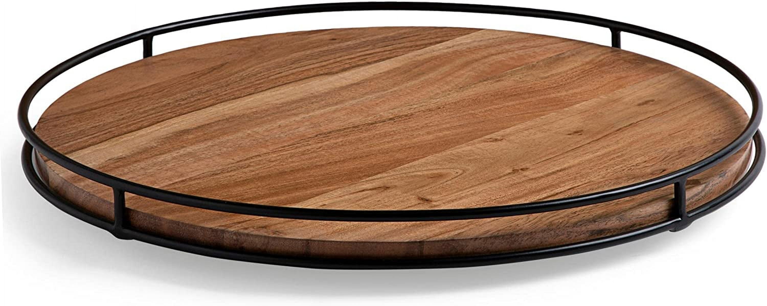 BIRDROCK HOME 18” Wooden Lazy Susan Espresso Iron Edges Table Top