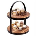 BIRDROCK HOME 2Tier Cupcake and Cake Stand with Handle Wood Iron