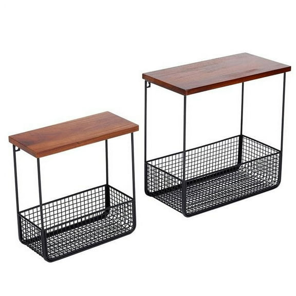 BIRDROCK HOME 2pc Storage Shelf with Basket