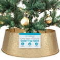 thumbnail image 1 of BIRDROCK HOME 4-Panel Christmas Tree Collar - Gold Bubble Tree Skirt - Small 26" Base - Easy to Assemble Xmas Tree Base Cover - Metal Holiday Decoration - Water Base Protection from Pets, Skirt Decor, 1 of 8