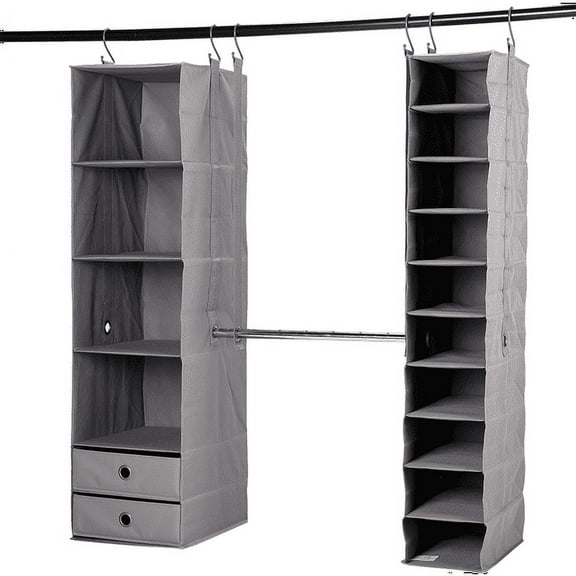 BIRDROCK HOME 5pc Hanging Closet Organizer System with Storage Shelves - Grey
