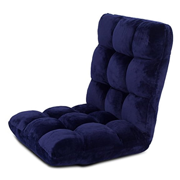 BIRDROCK HOME Blue Adjustable 14-Position Memory Foam Floor Chair - Pillow Gaming Chair - Comfortable Back Support - Cushion Dorm Rocker - Gamer - Comfy for Reading Game Meditating - Fully Assembled