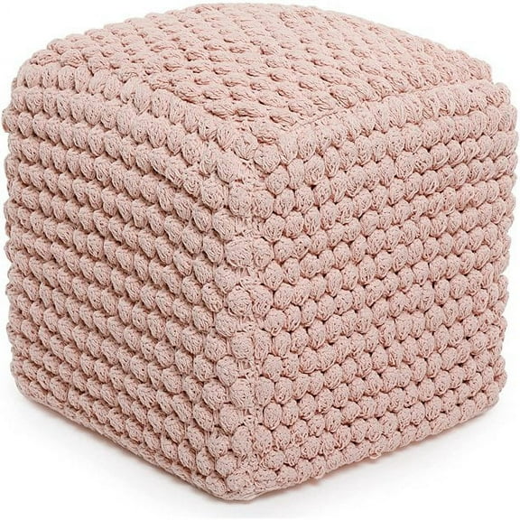BIRDROCK HOME Buds Pouf Foot Stool Ottoman - Dusty Rose