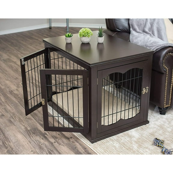 BIRDROCK HOME Decorative Dog Kennel & Bed for Small Dogs - Wooden Dog House - Indoor Pet Dog Crate Side Table - Bed Nightstand