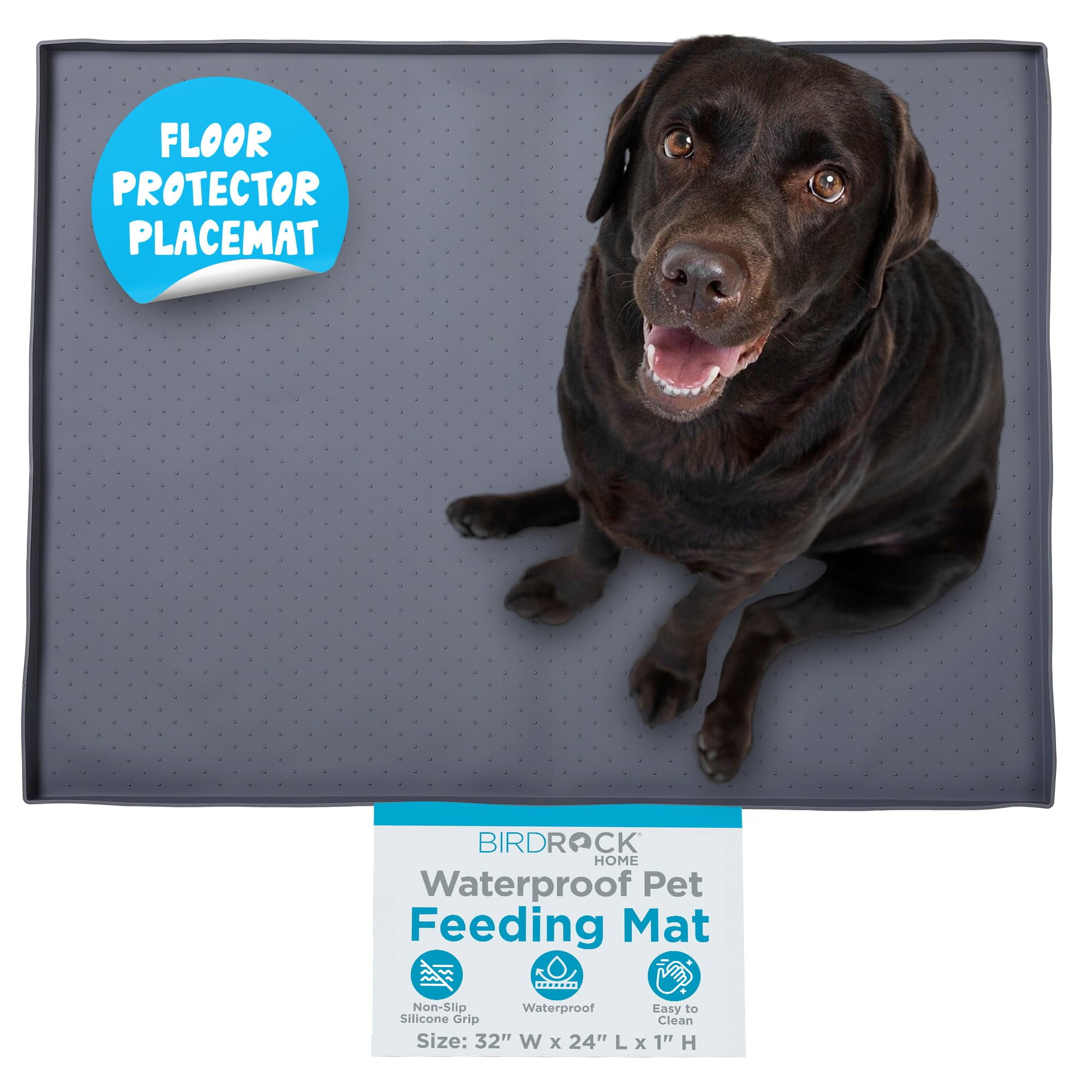 Extra-Large Grey Silicone Waterproof Pet Feeding Mat