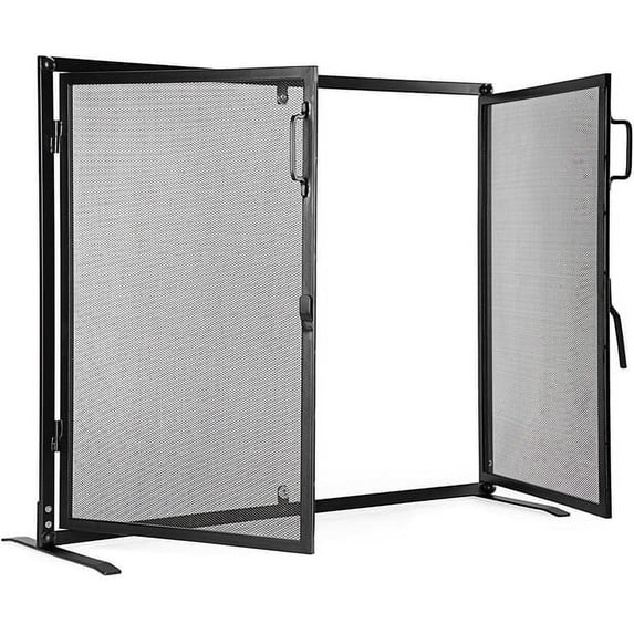 BIRDROCK HOME Fireplace Screen with Doors - Decorative - Easy Assembly - Heavy Duty - Handcrafted
