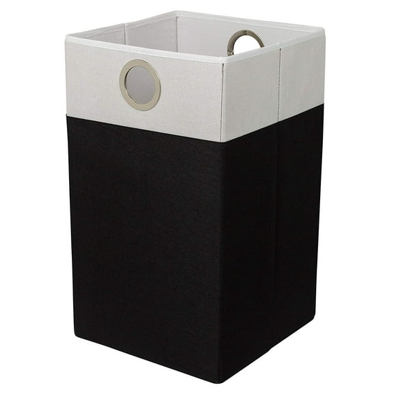 BIRDROCK HOME Folding Cloth Laundry Hamper with Handles - Dirty Clothes Sorter - Easy Storage Collapsible Bin Home Organization Black and White