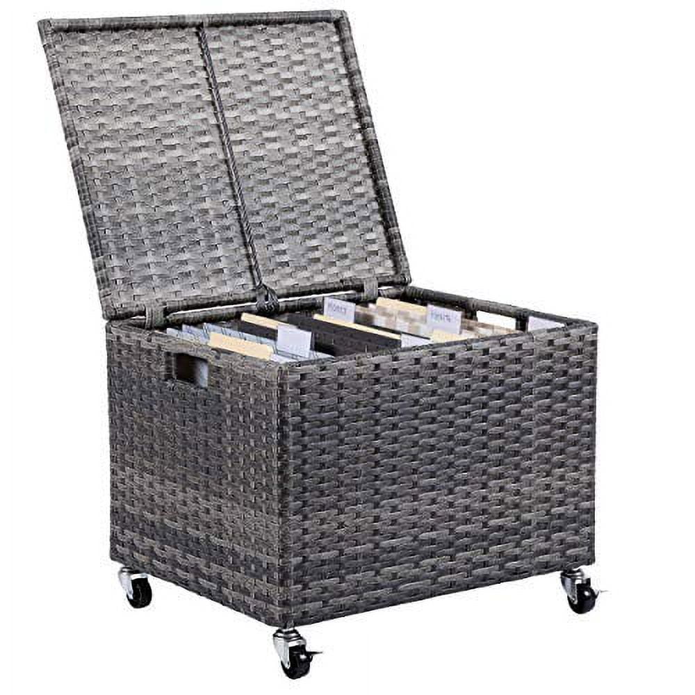 BIRDROCK HOME Rolling File Box Storage Cabinet with Wheels File Organizers Boxes Synthetic Rattan Wicker Office Decor Home Office Grey Walmart Business Supplies