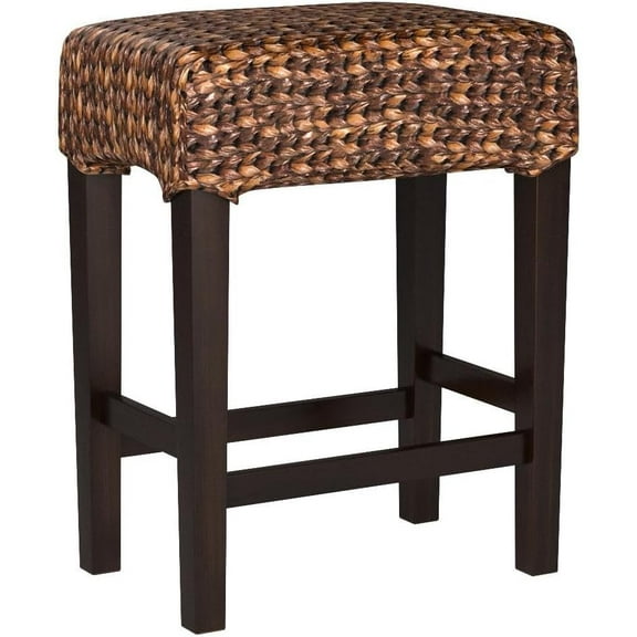 BIRDROCK HOME Seagrass Backless Counter Stools - Handwoven with Natural Fibers & Mahogany Wood Frame, Fully Assembled Seating for Indoor & Outdoor Use, For Kitchen or Dining Area - Set of 1, Espresso