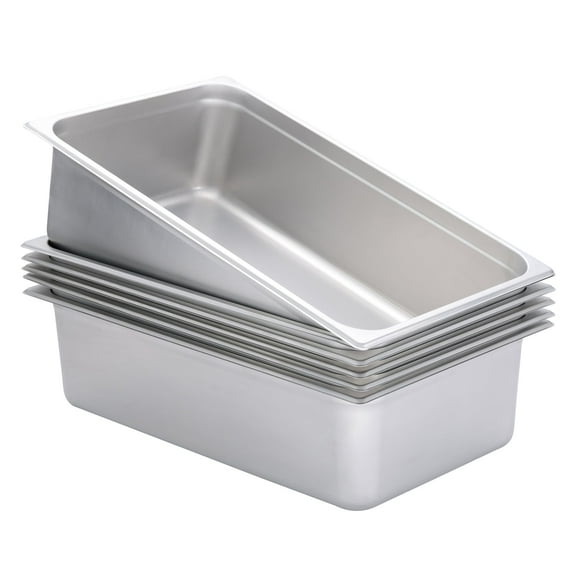 BIRDROCK HOME Stainless Steel Steam Table Pan - Hotel, Restaurant & Catering Supplies - 24 Gauge Steel, 21.3 qt Capacity - Meal Prep, Cooking, & Food Storage Container - 6" Depth, Full-Size (6 Pack)