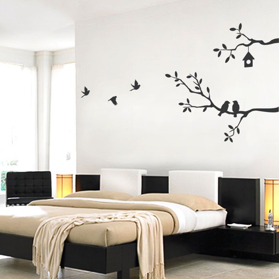 BIRDS AND BRANCHES WALL DECAL-Chestnut Brown-Large