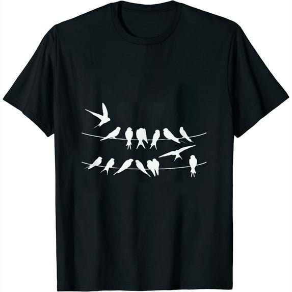 BIRDS ON A WIRE Womens T-Shirt Black