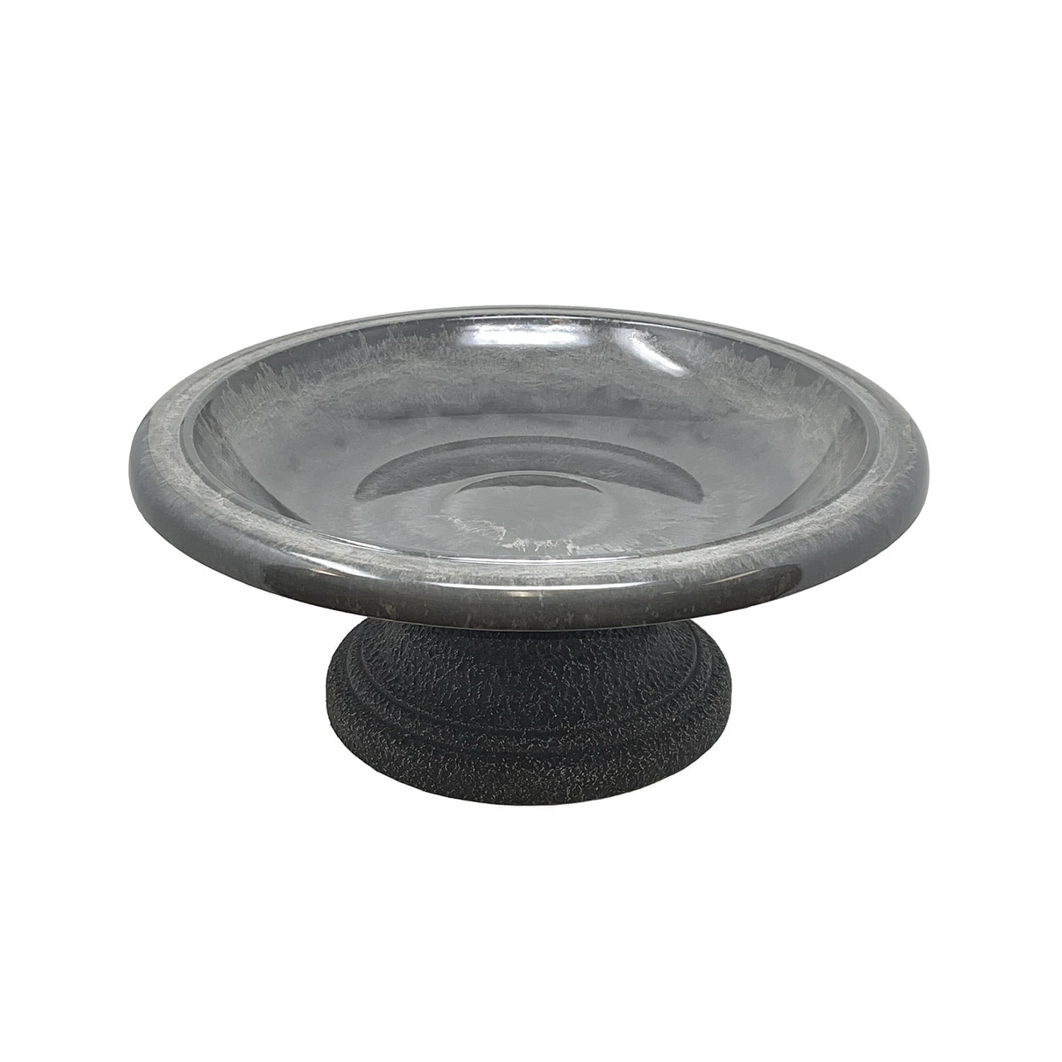 Birds and Beyond Gray Lightweight Freestanding Clay Bird Bath Basin with 7.5"H Small Base Sand