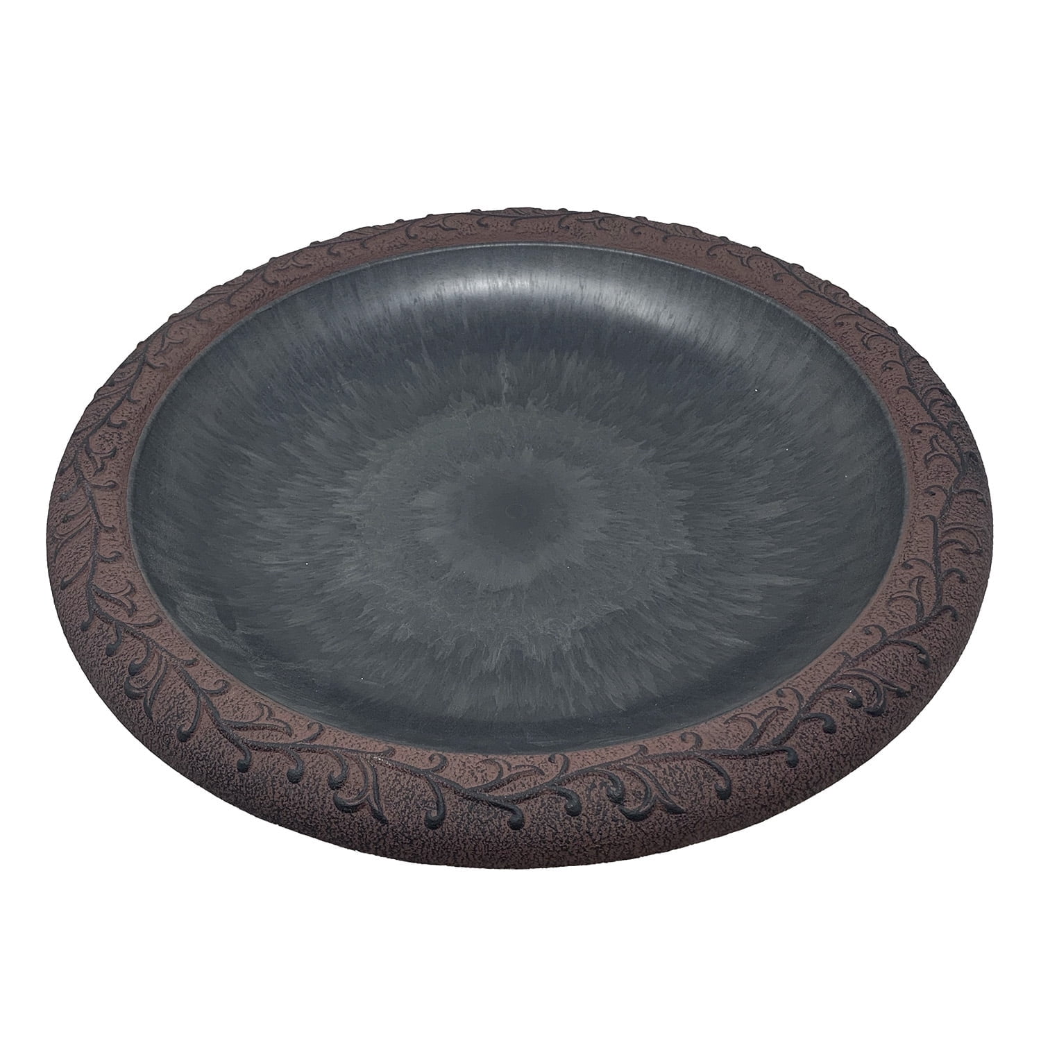 Tierra Garden 19" Black and Red Fiber Clay Birdbath Bowl
