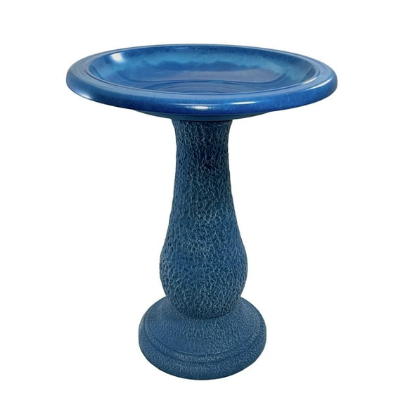 BIRDS and beyond 24" Azure Blue Fiber Clay Birdbath