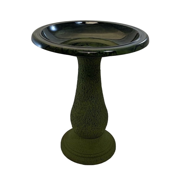 BIRDS and beyond 24" Hunter Green Fiber Clay Birdbath 19"D x 21"H Base