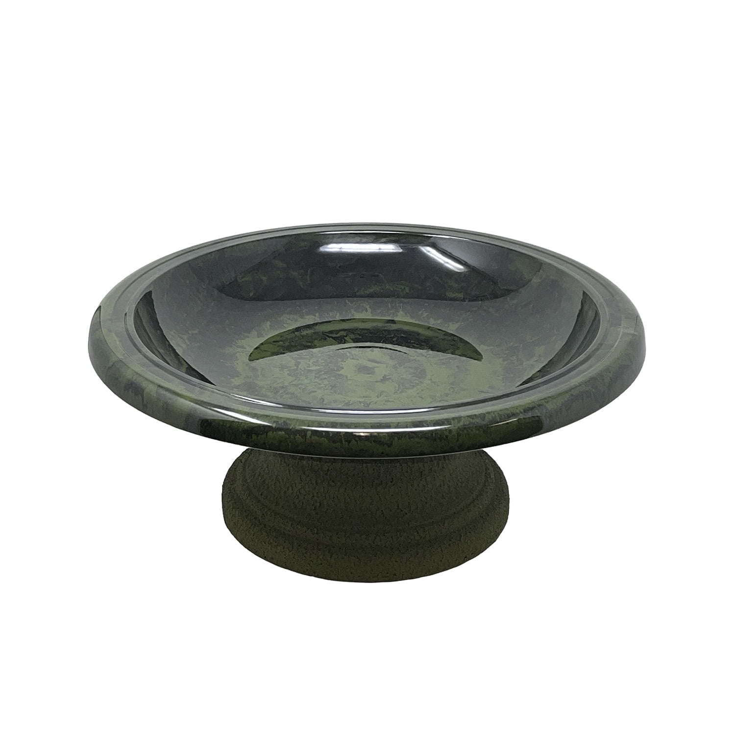 Birds and Beyond Hunter Green Lightweight Freestanding Clay Bird Bath Basin with 7.5"H Small Base Sand