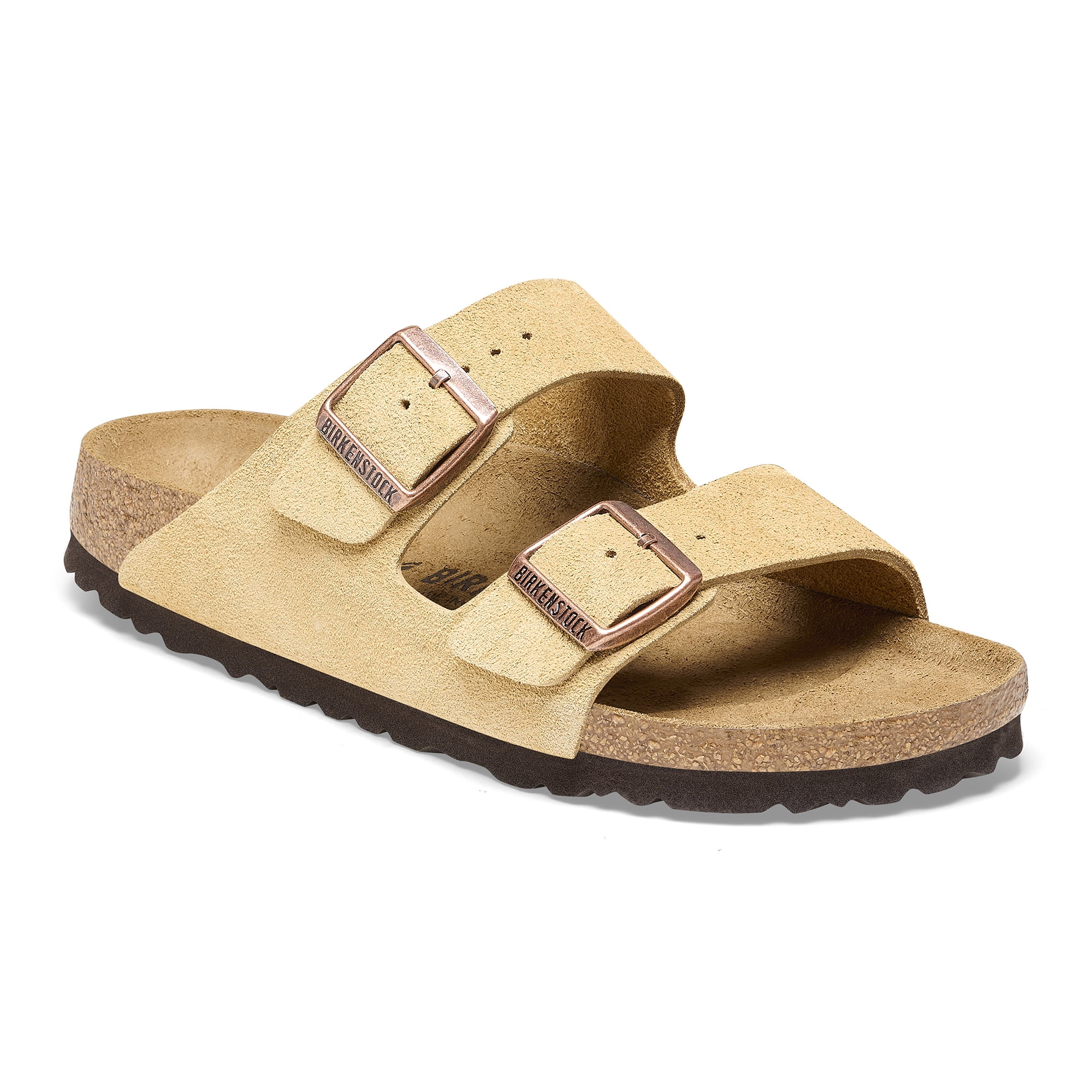 BIRKENSTOCK 1026190: ARIZONA SUEDE LEATHER SANDALS, LATTE CREAM, 38 EU