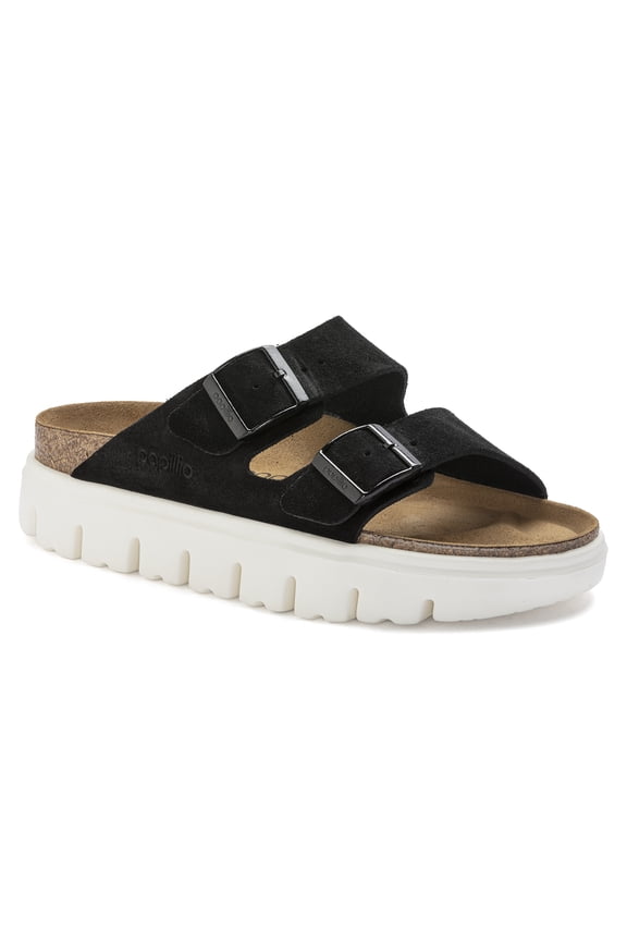 Arizona Chunky Suede Leather Sandals Black