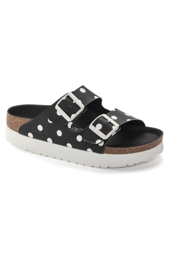 Arizona Pap Platform Narrow Unisex Shoes Size 7, Color: Black/White Dots