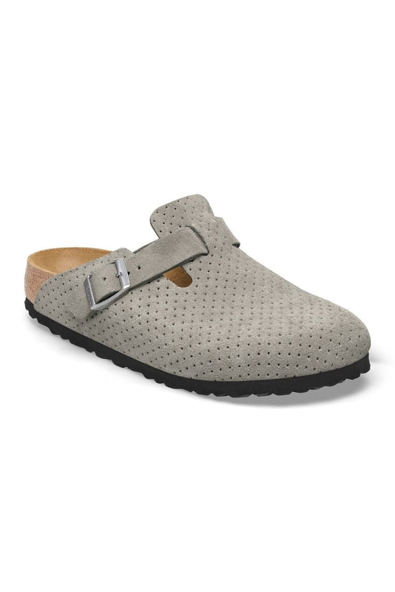 BOSTON SUEDE EMBOSSED Clogs Dotted Stone Coin