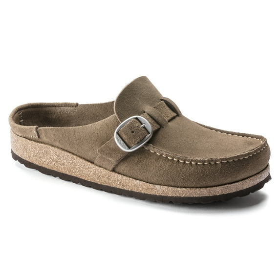 BIRKENSTOCK BUCKLEY SUEDE LEATHER Clogs Gray Taupe