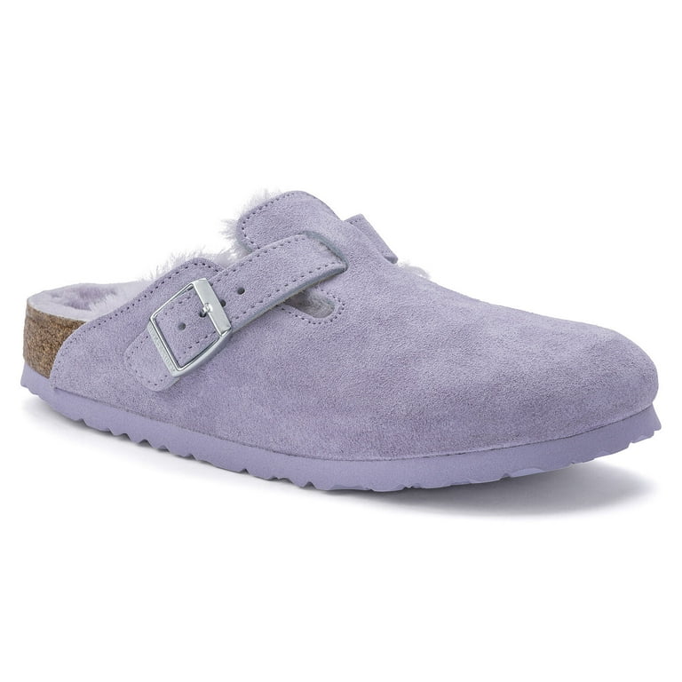 Birkenstock Boston VL Narrow Suede & Shearling Clog, 41, Purple