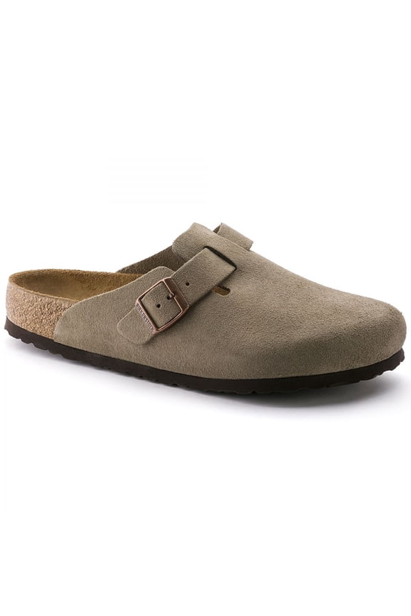 Boston Soft Footbed Clog Taupe Suede Unisex 0560771 0560773
