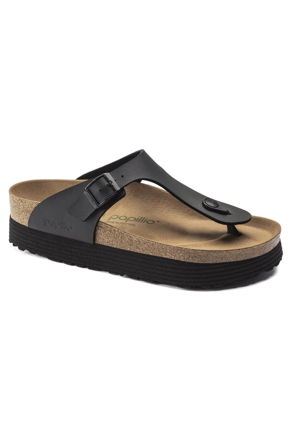 Papillio by Birkenstock Gizeh Grooved Birko-Flor Platform Sandal, 36, Black